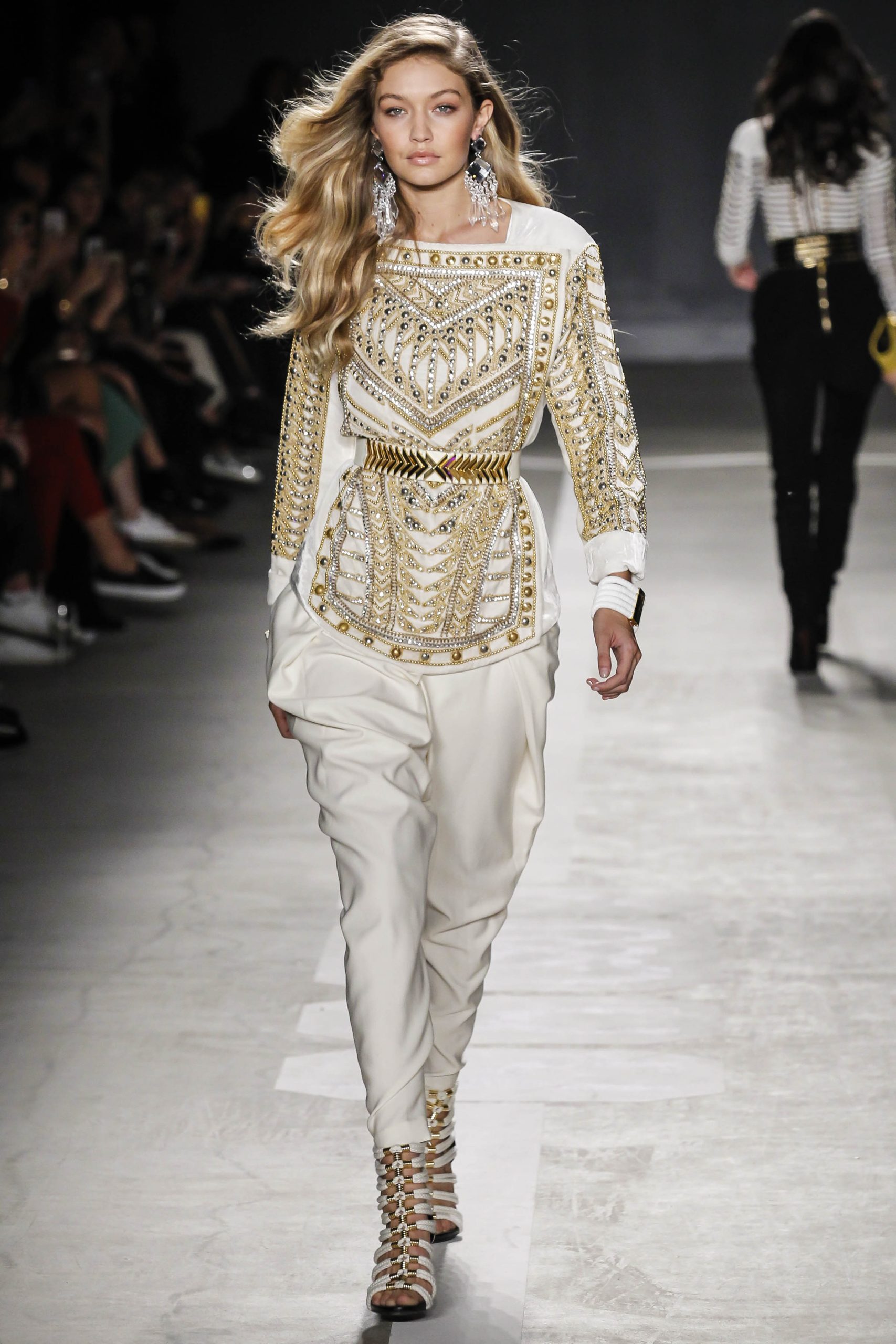 gigi hadid walks balmain x hm runway show 6