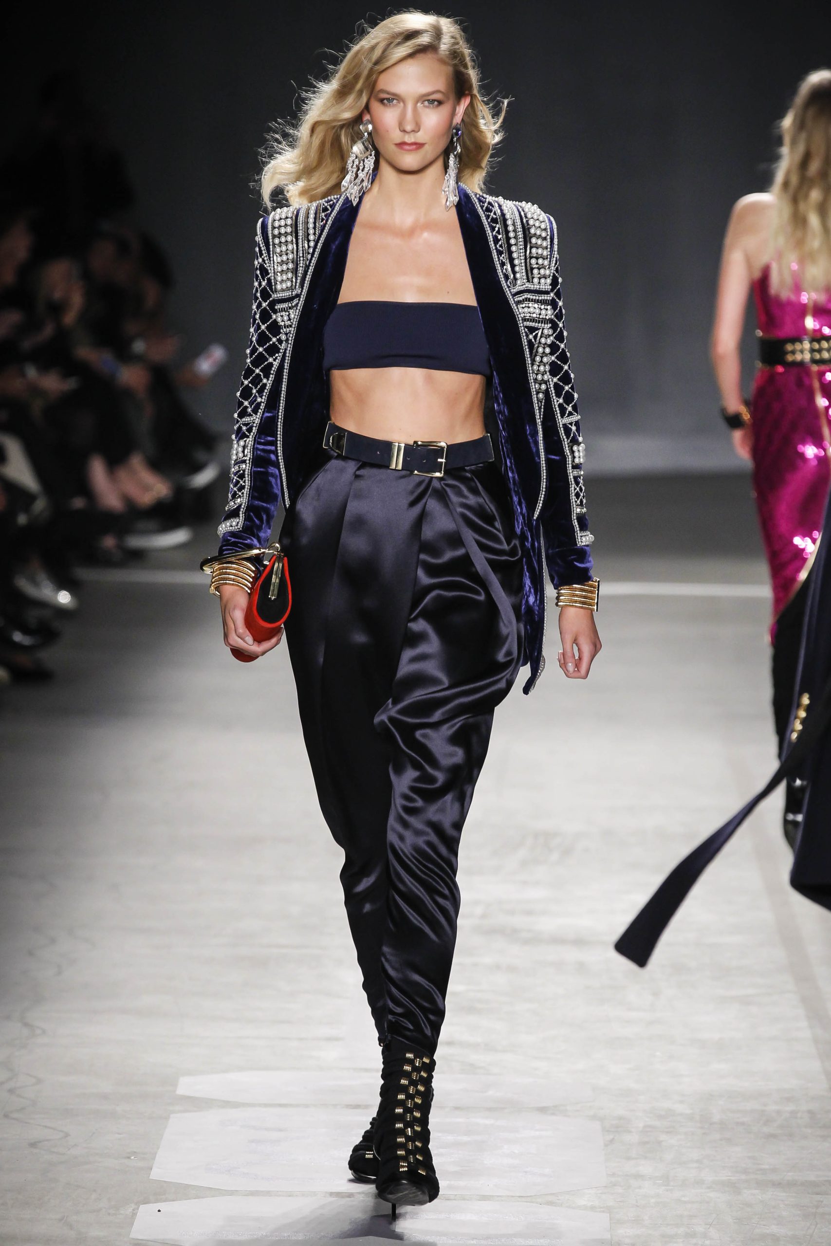 karlie kloss walks balmain x hm runway show 1